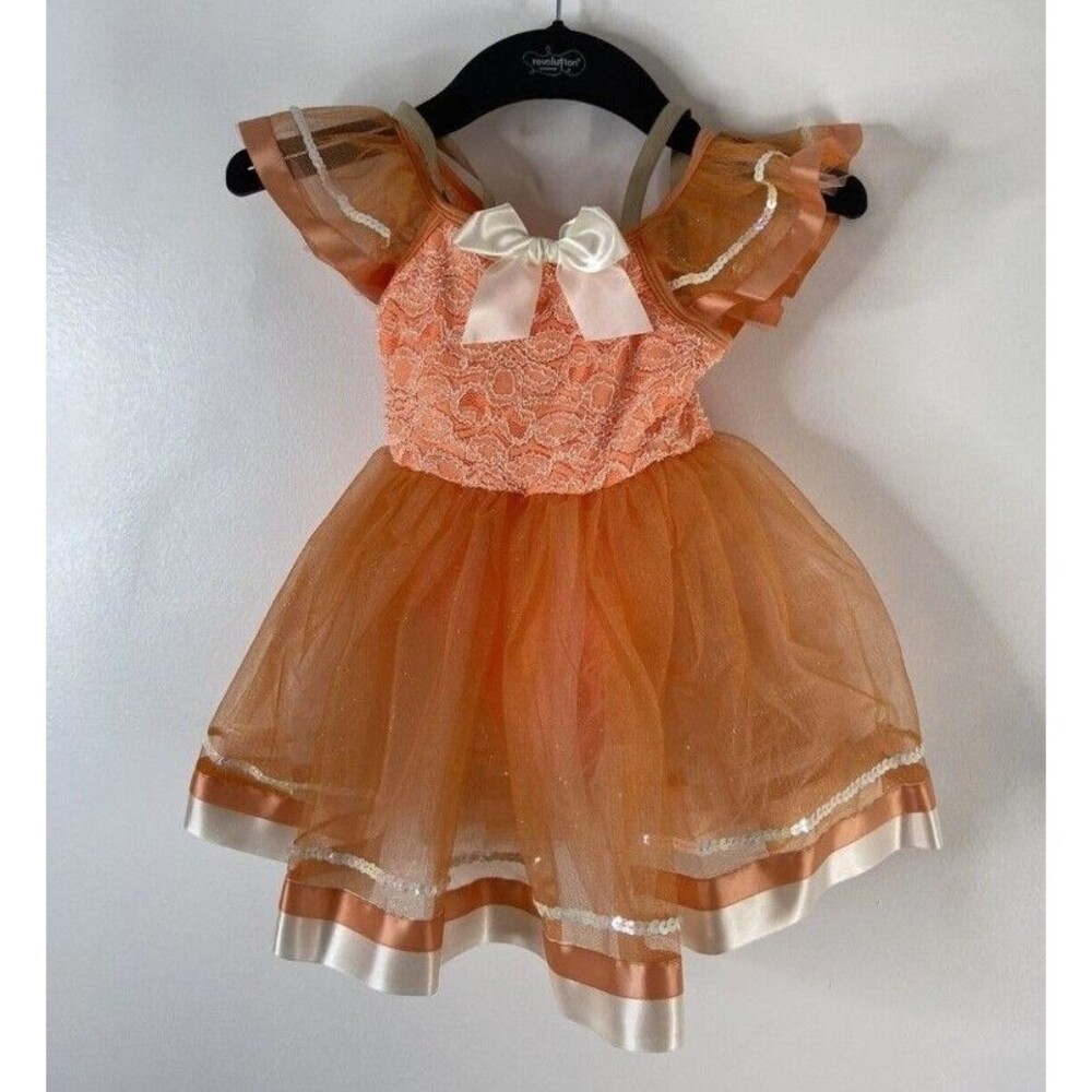 Revolution Dancewear Dance Costume Peach Orange Mc Medium Child